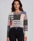 Cardigan aus Lammwolle mit Patchwork-Muster
