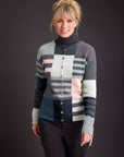 Cardigan aus Lammwolle mit Patchwork-Muster