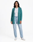 Cardigan aus Lammwolle mit Schalkragen und Melange-Optik