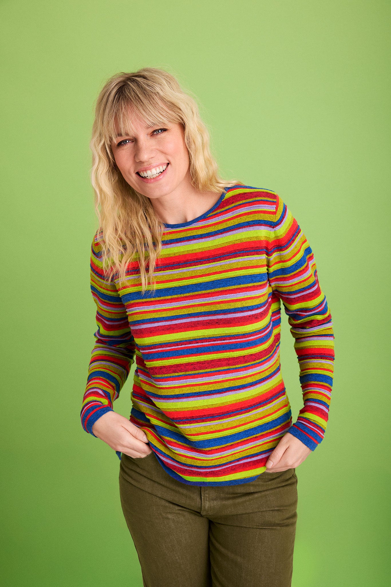 Sweater aus Bio-Baumwolle mit farbenfrohem Streifendesign