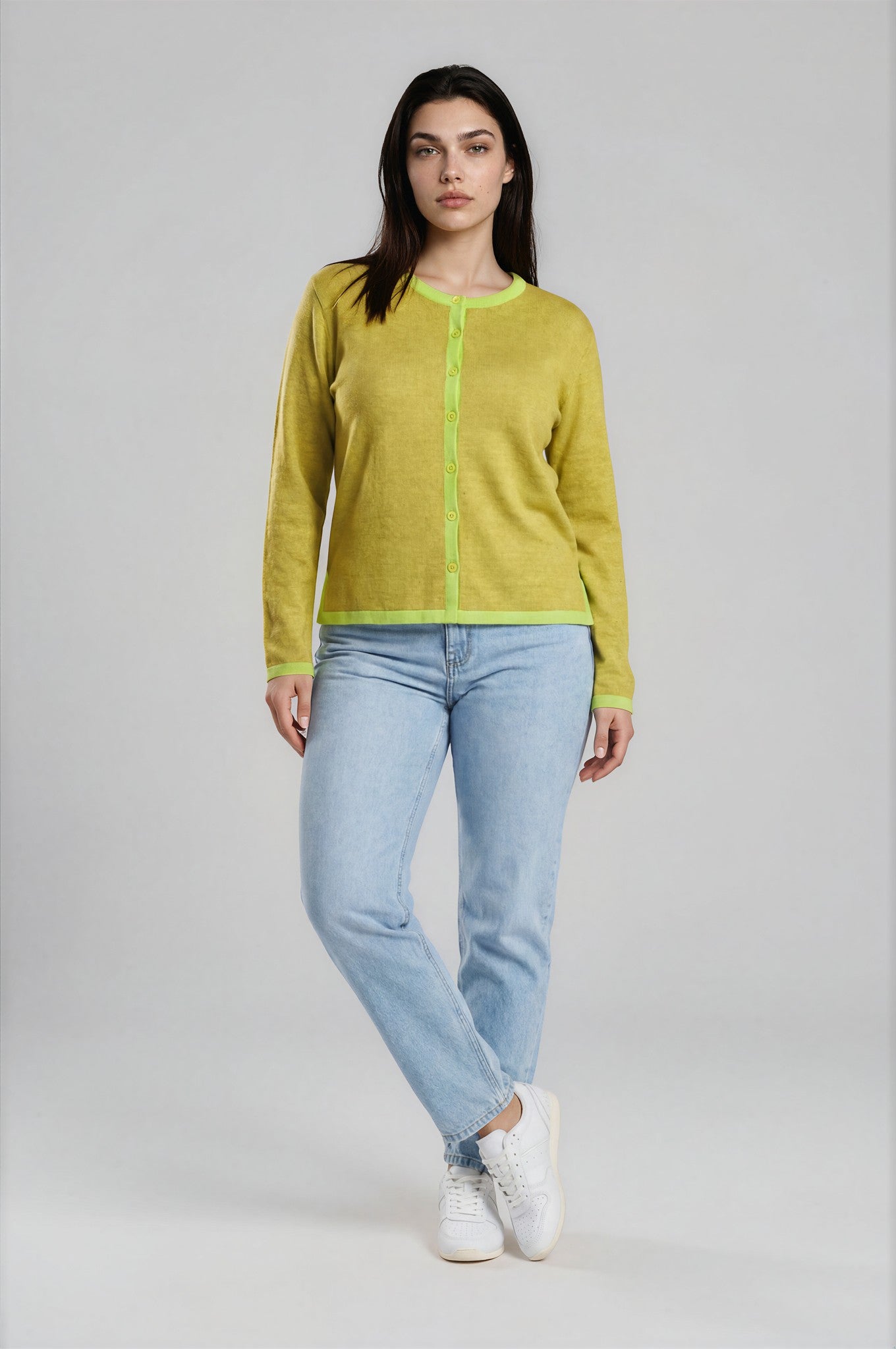 Cardigan aus Bio-Baumwolle mit Kontrastdetails