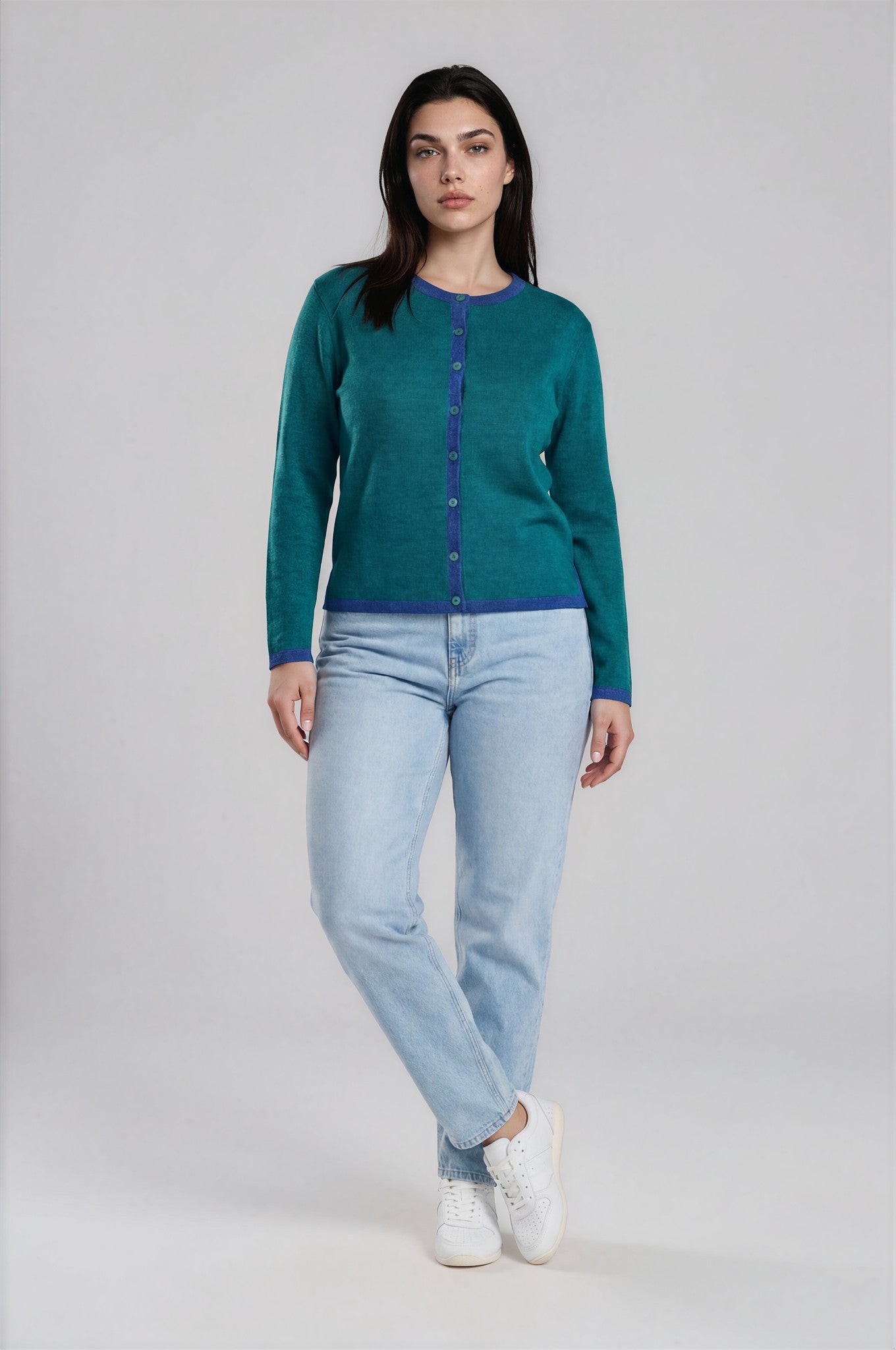 Cardigan aus Bio-Baumwolle mit Kontrastdetails