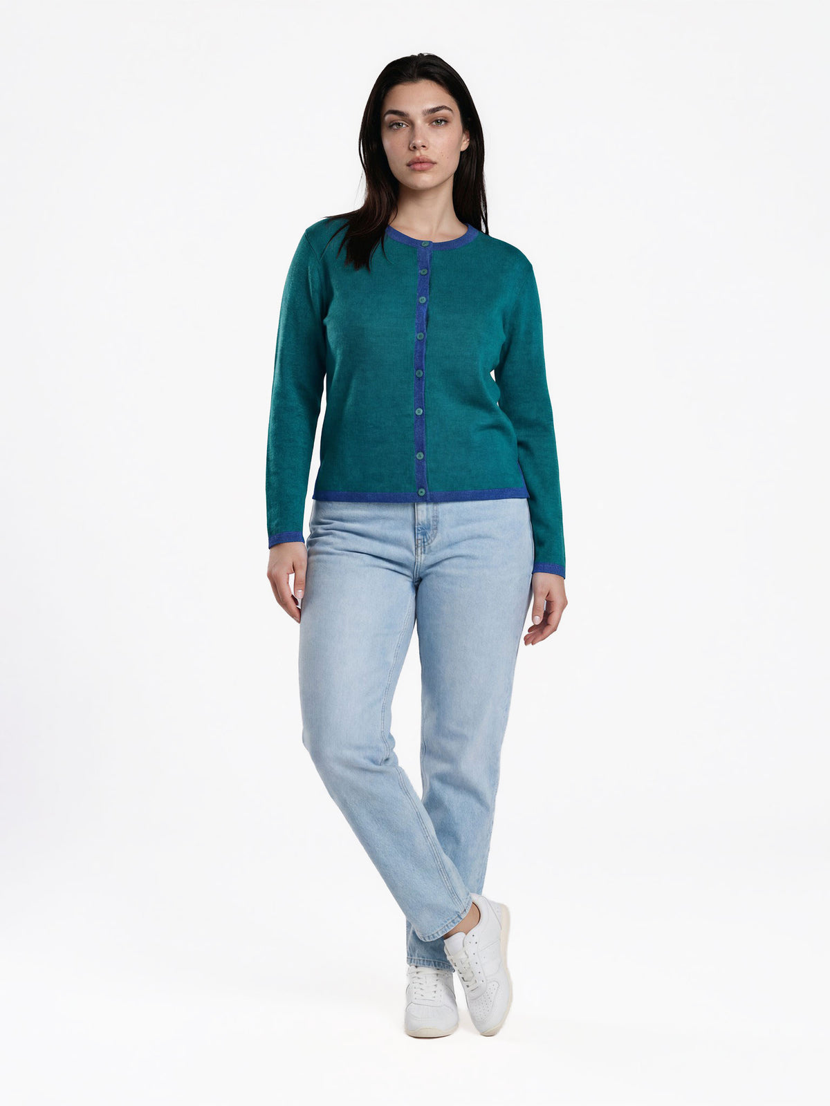 Cardigan aus Bio-Baumwolle mit Kontrastdetails
