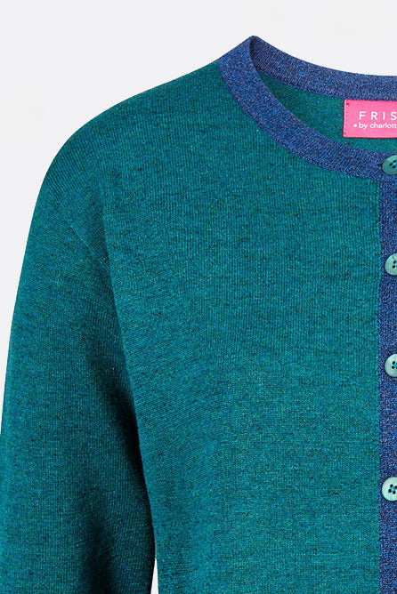 Cardigan aus Bio-Baumwolle mit Kontrastdetails