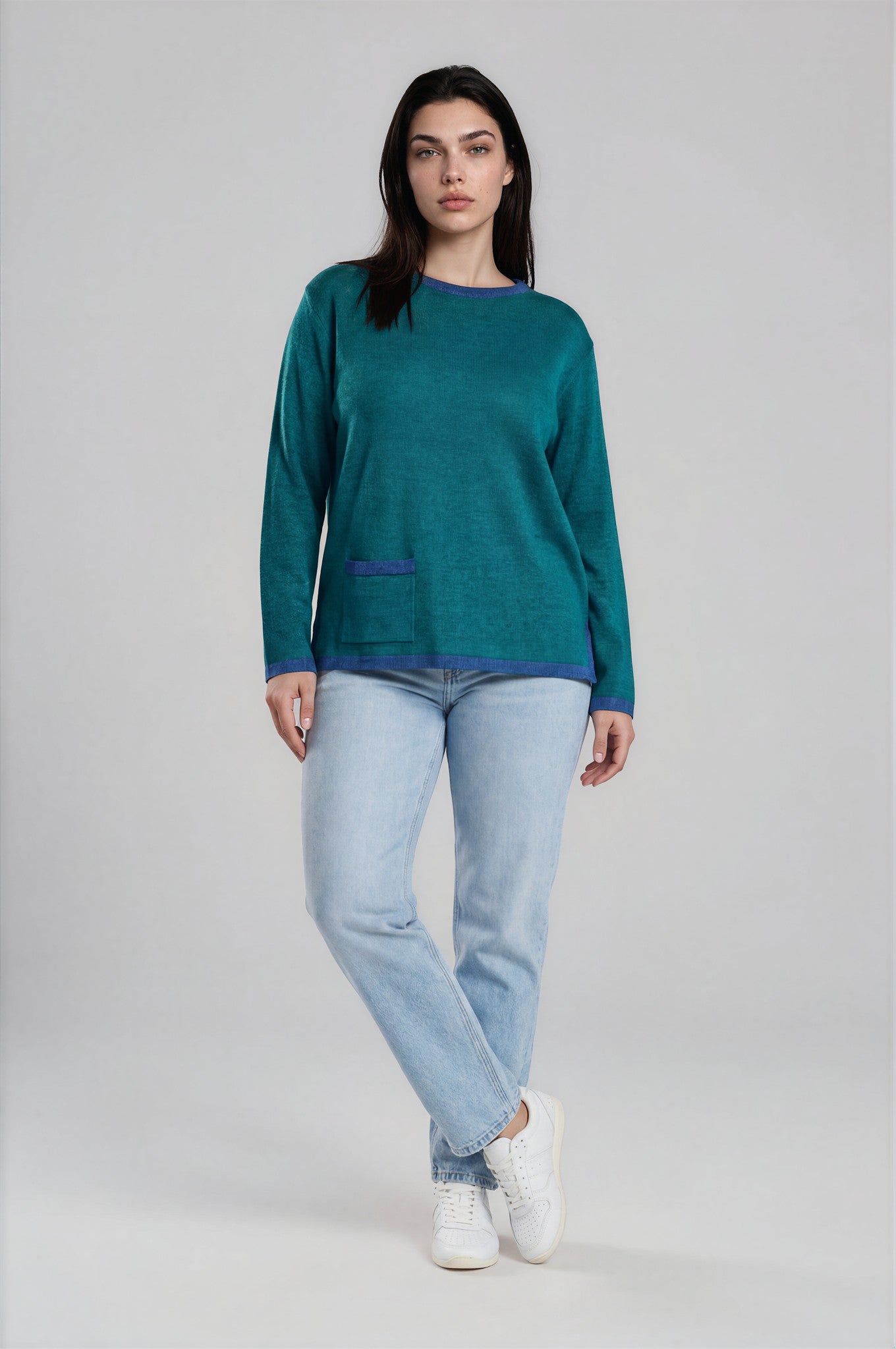 Sweater aus Bio-Baumwolle mit Kontrastdetails