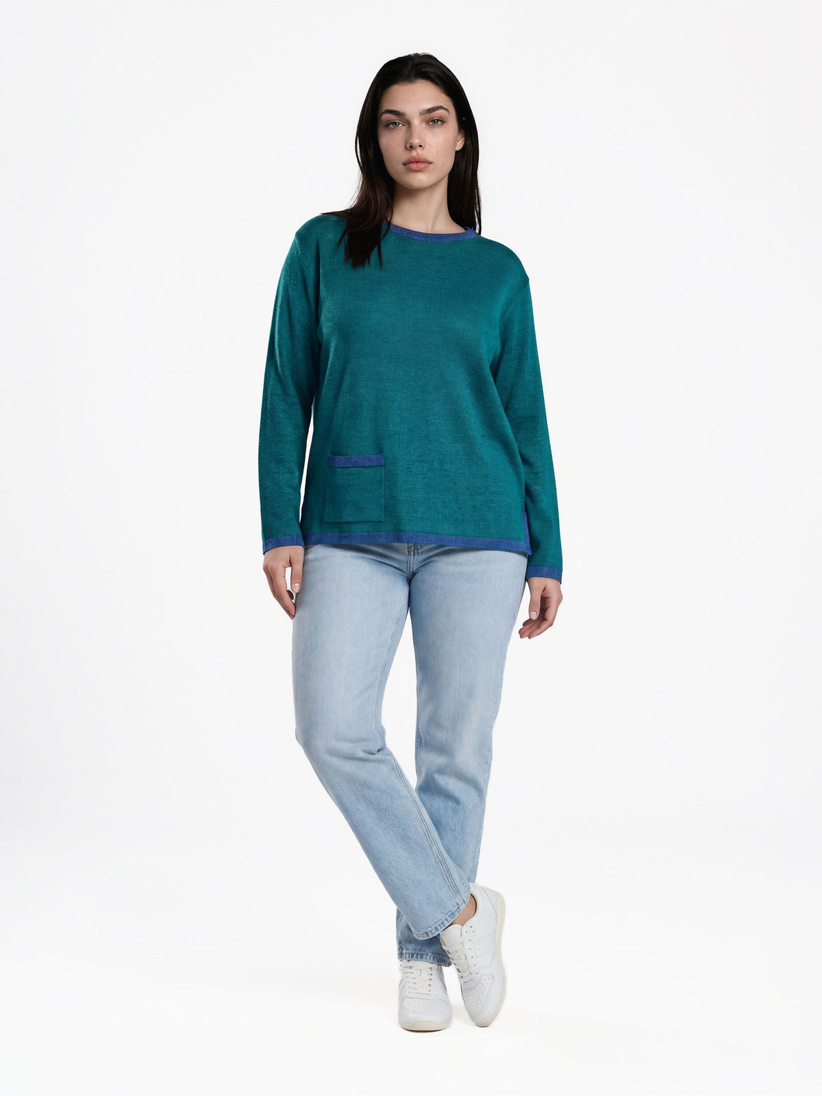 Sweater aus Bio-Baumwolle mit Kontrastdetails