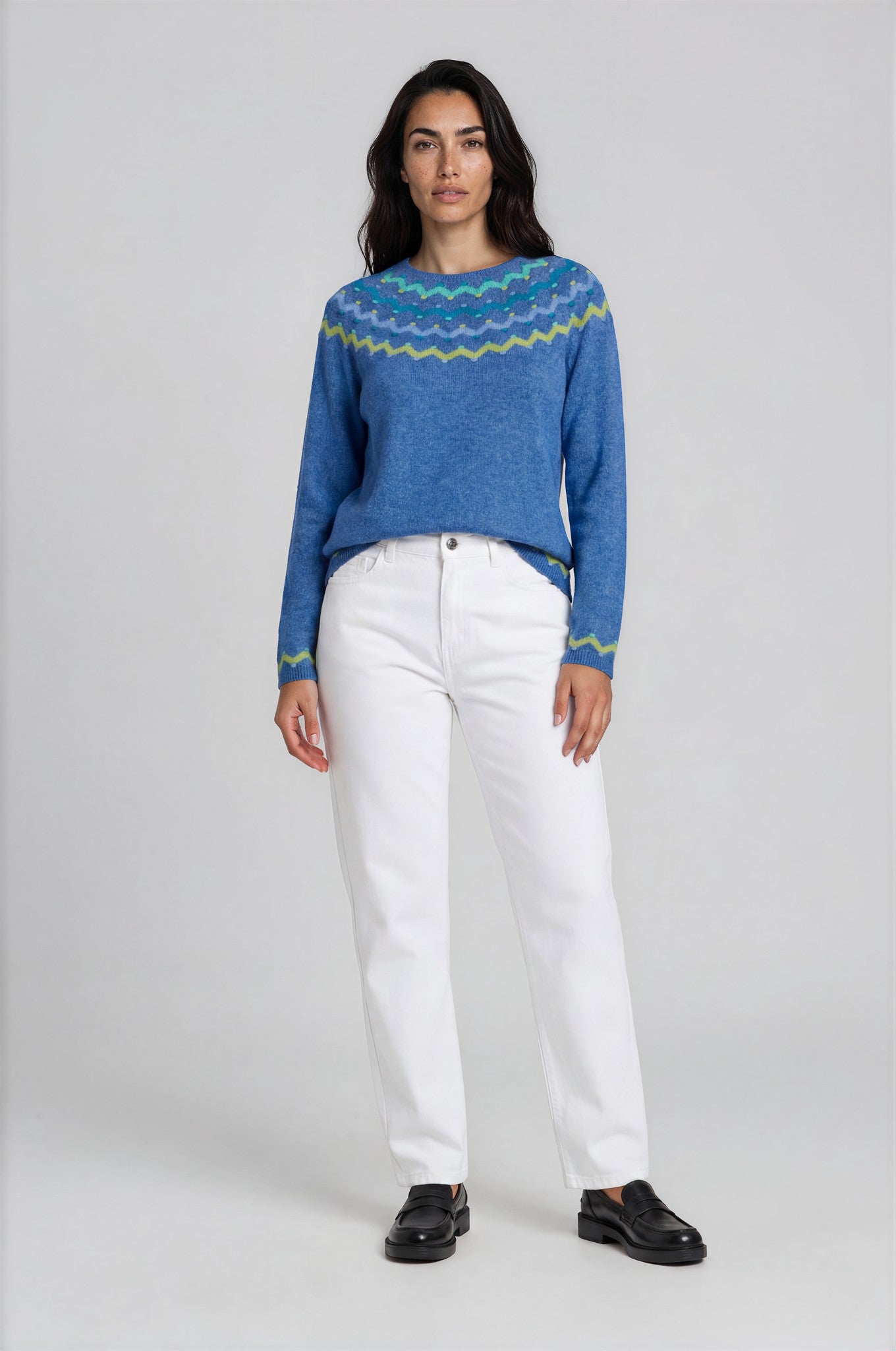 Sweater aus Lammwolle mit dekorativem Jacquardmuster