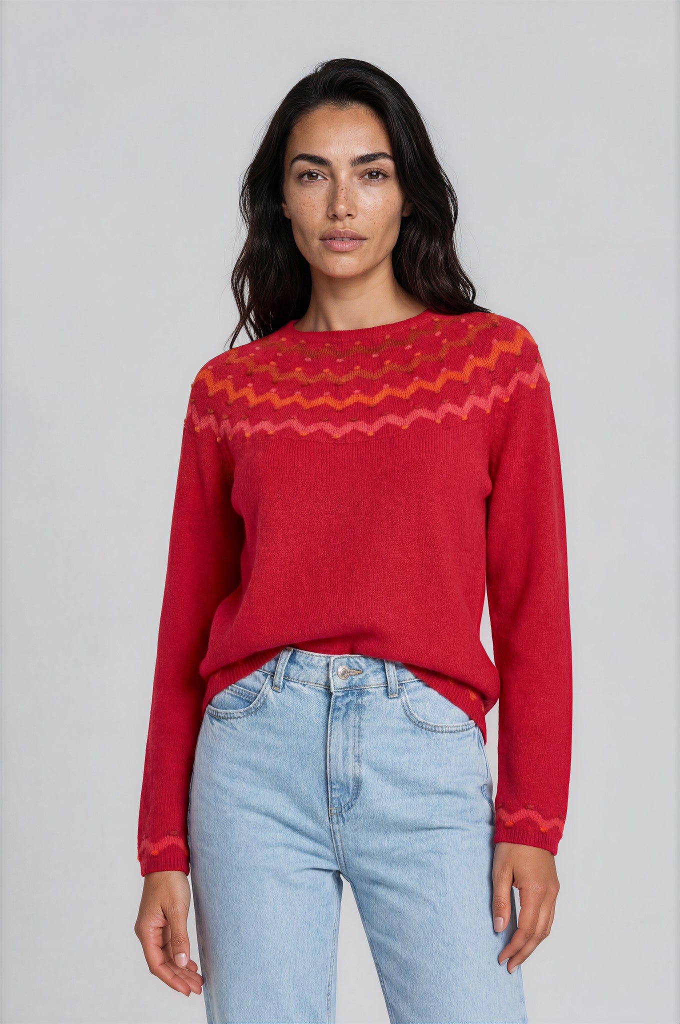 Sweater aus Lammwolle mit dekorativem Jacquardmuster