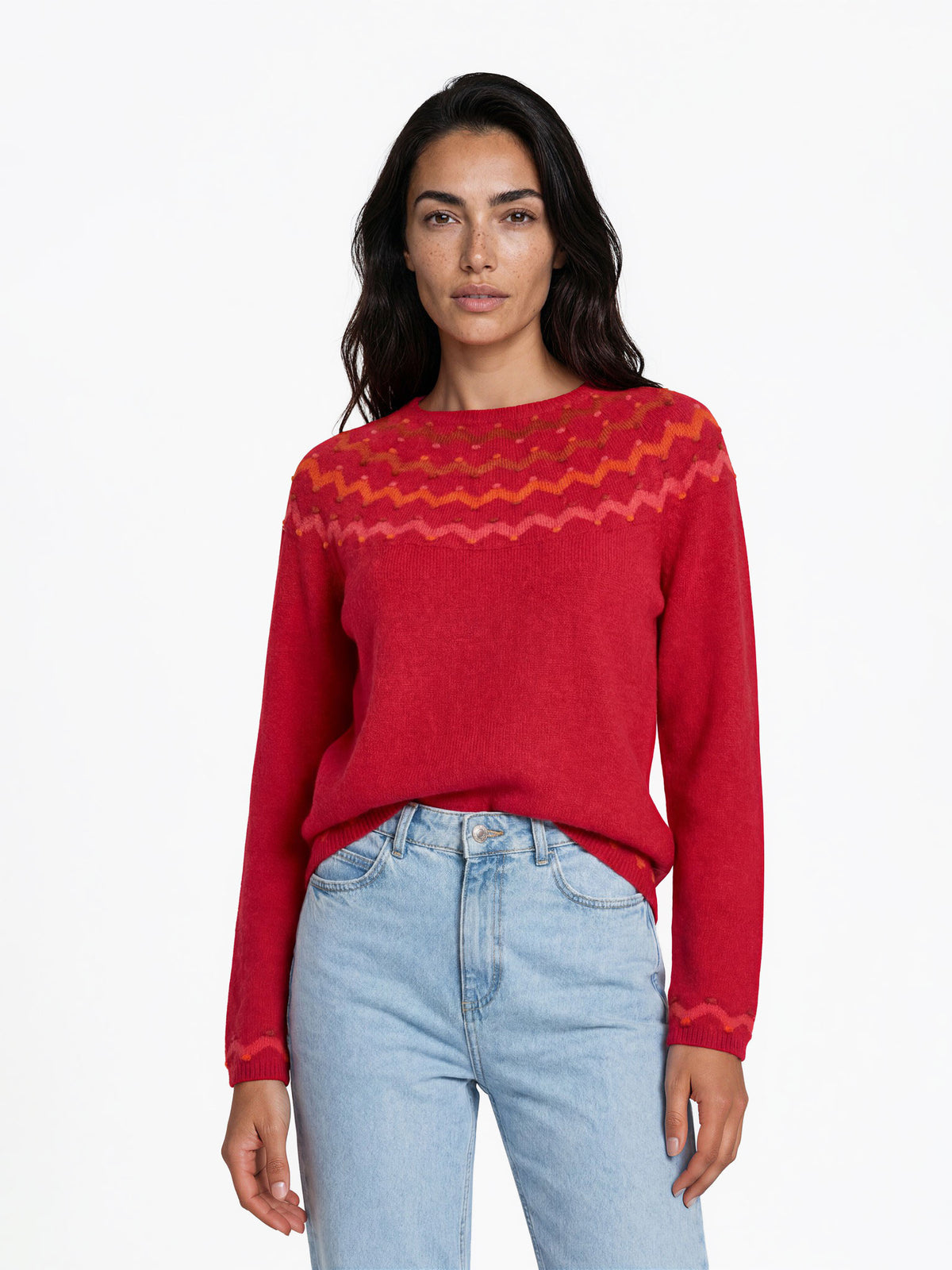 Sweater aus Lammwolle mit dekorativem Jacquardmuster