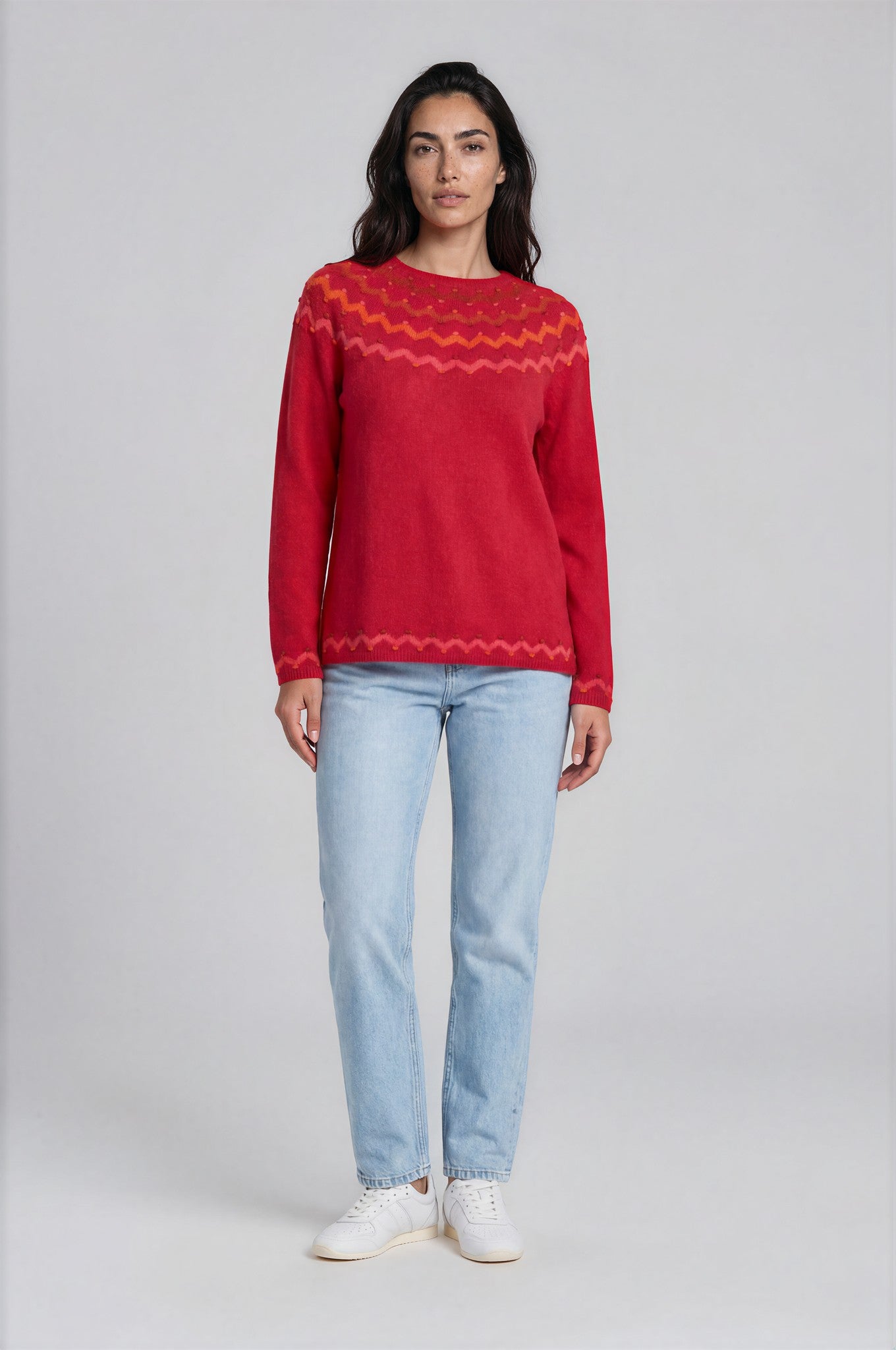 Sweater aus Lammwolle mit dekorativem Jacquardmuster