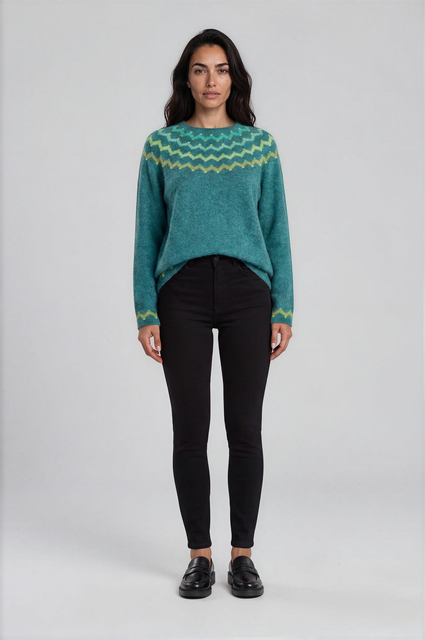 Sweater aus Lammwolle mit dekorativem Jacquardmuster
