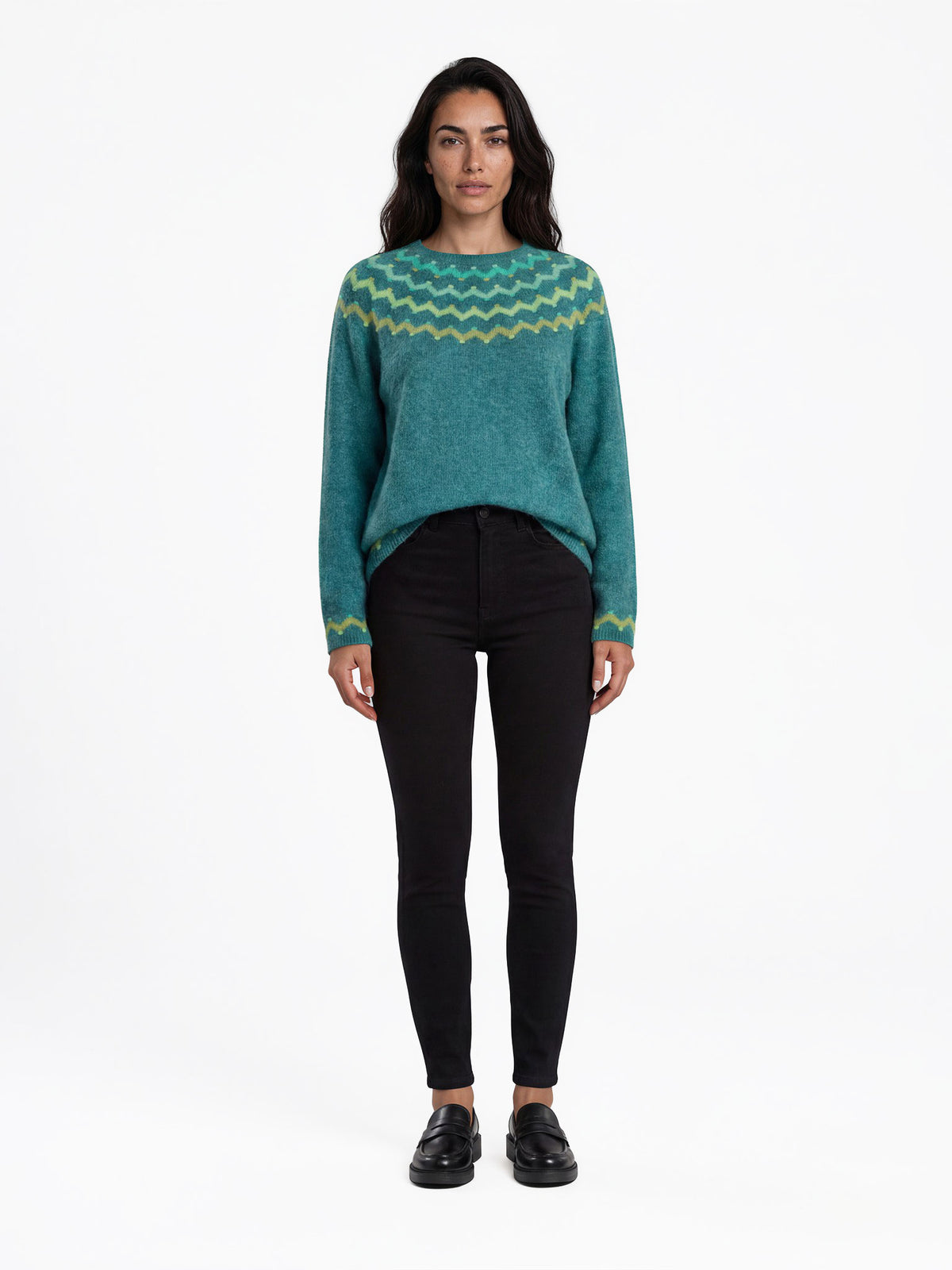 Sweater aus Lammwolle mit dekorativem Jacquardmuster