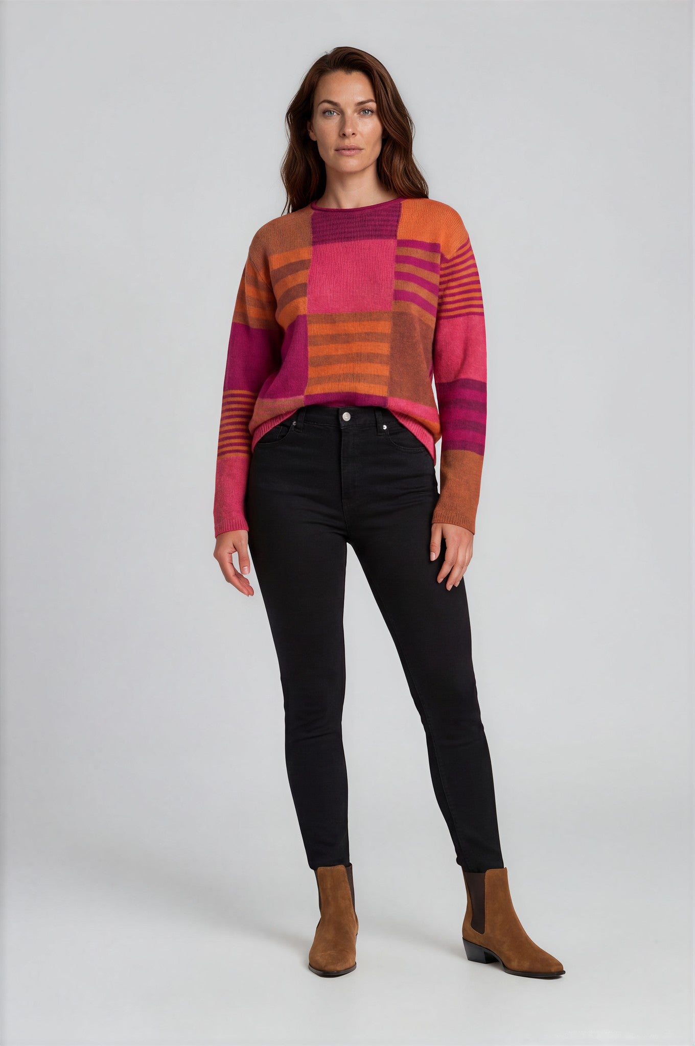 Sweater aus Lammwolle im Patchwork-Design
