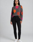 Sweater aus Lammwolle mit Blumenmuster