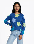 Sweater aus Lammwolle mit Blumenmuster