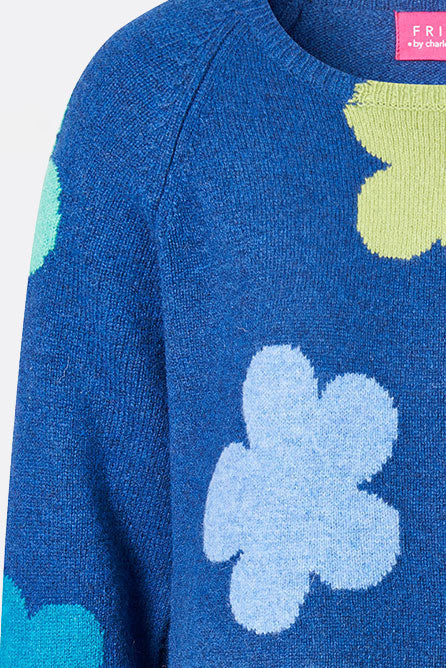 Sweater aus Lammwolle mit Blumenmuster