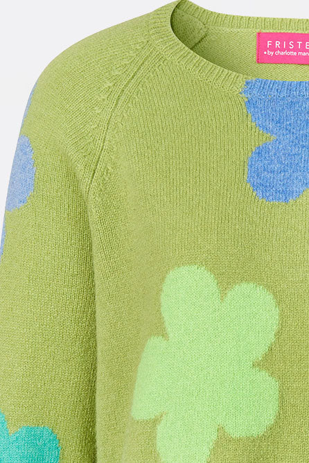 Sweater aus Lammwolle mit Blumenmuster
