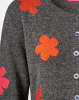 Lammwoll-Cardigan mit Intarsien-Blumenmuster