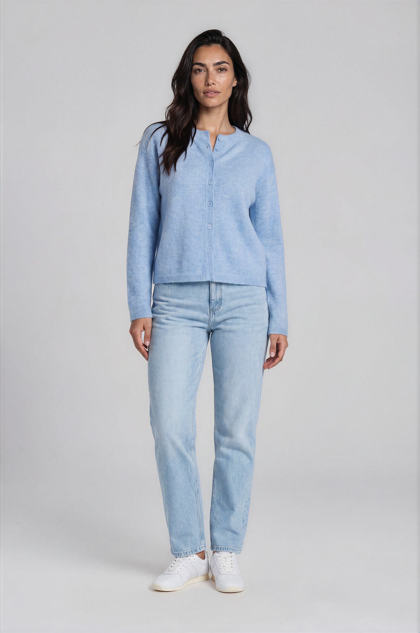 Cardigan aus Lammwolle mit Melange-Optik