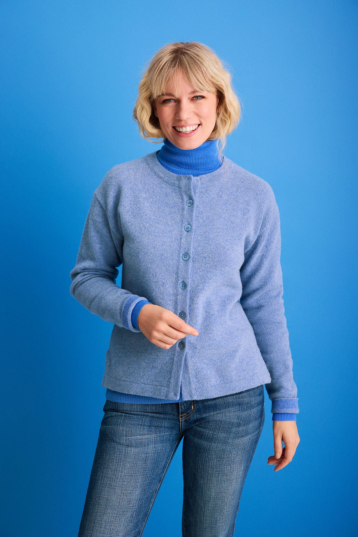 Cardigan aus Lammwolle mit Melange-Optik