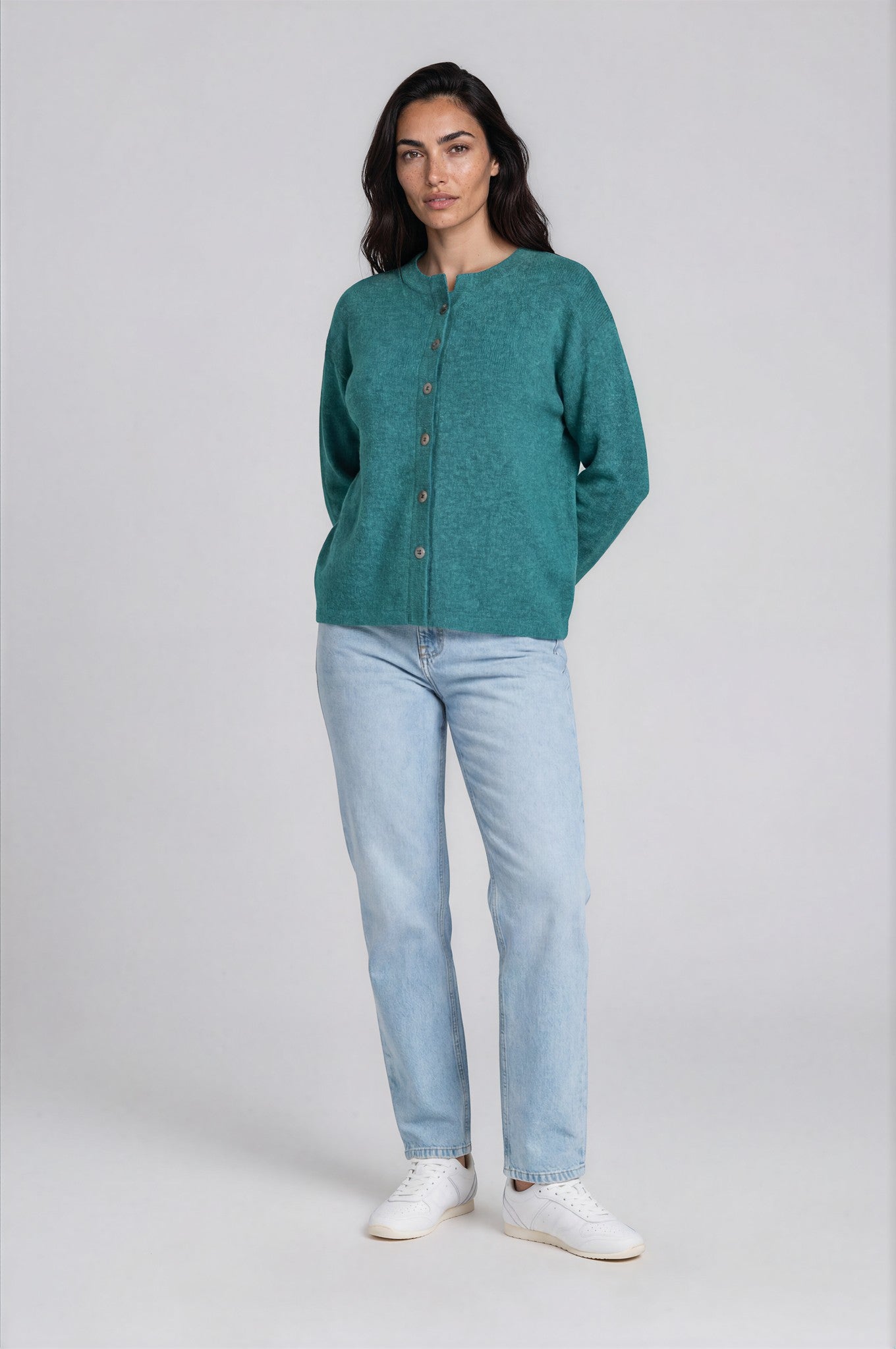Cardigan aus Lammwolle mit Melange-Optik