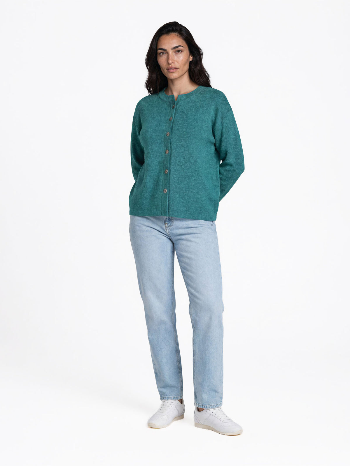 Cardigan aus Lammwolle mit Melange-Optik
