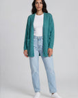 Cardigan aus Lammwolle mit Schalkragen und Melange-Optik